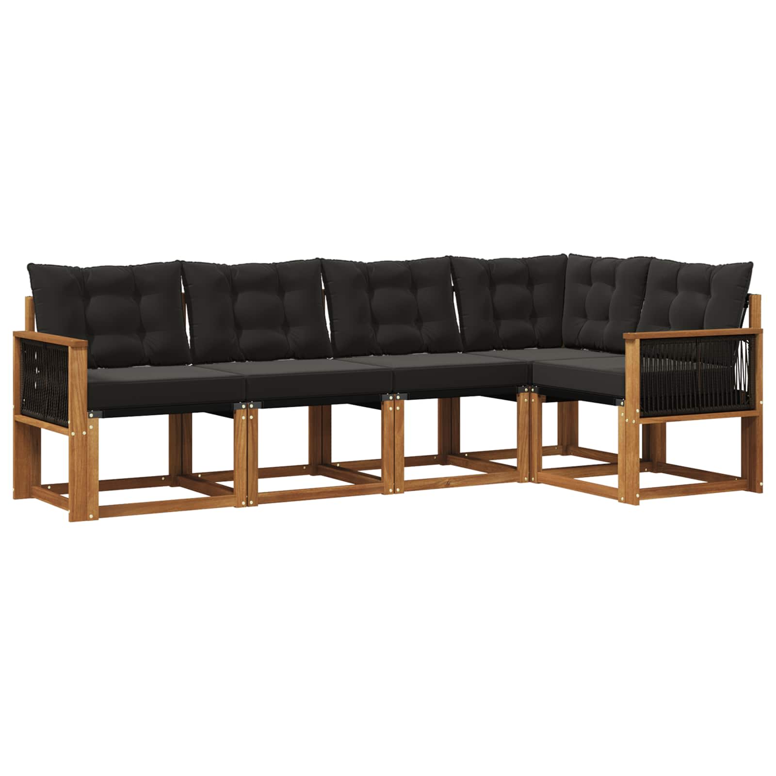 Set di divani da esterno con cuscino 5 pcs Naturale e Nero | homemem39