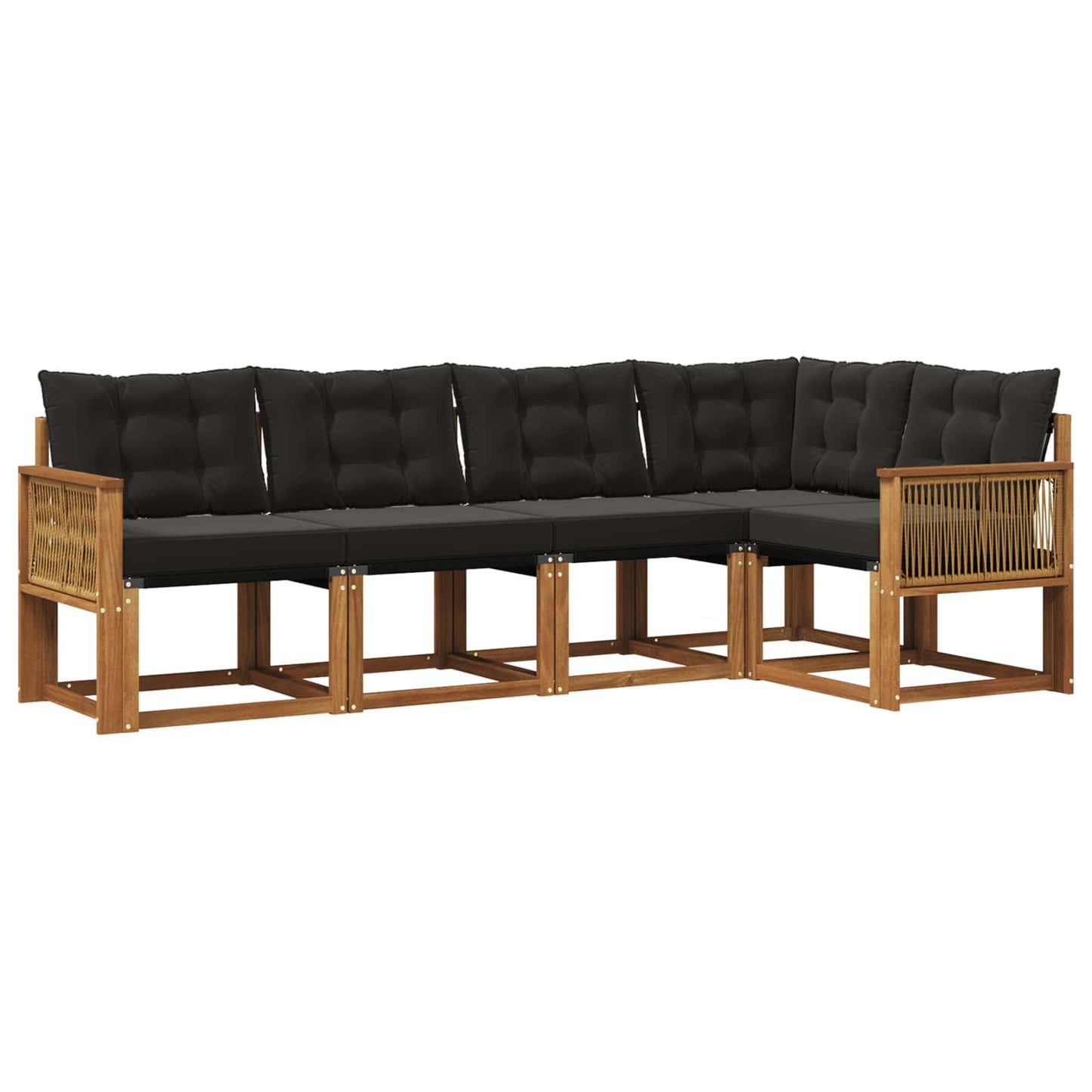 Set di divani da esterno con cuscino 5 pcs Naturale e Nero