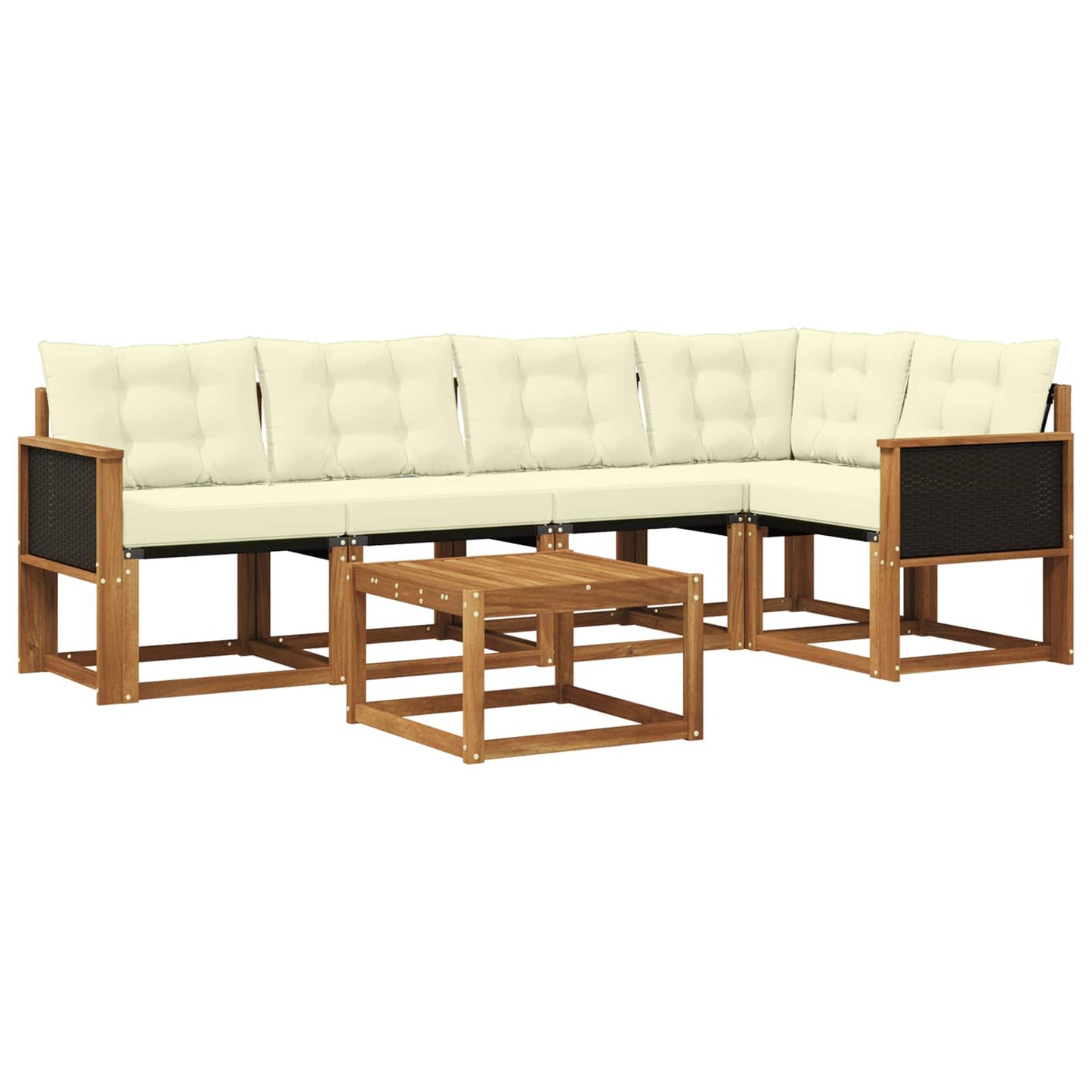 Set di divani da esterno con cuscino 6 pcs Naturale e Crema | homemem39