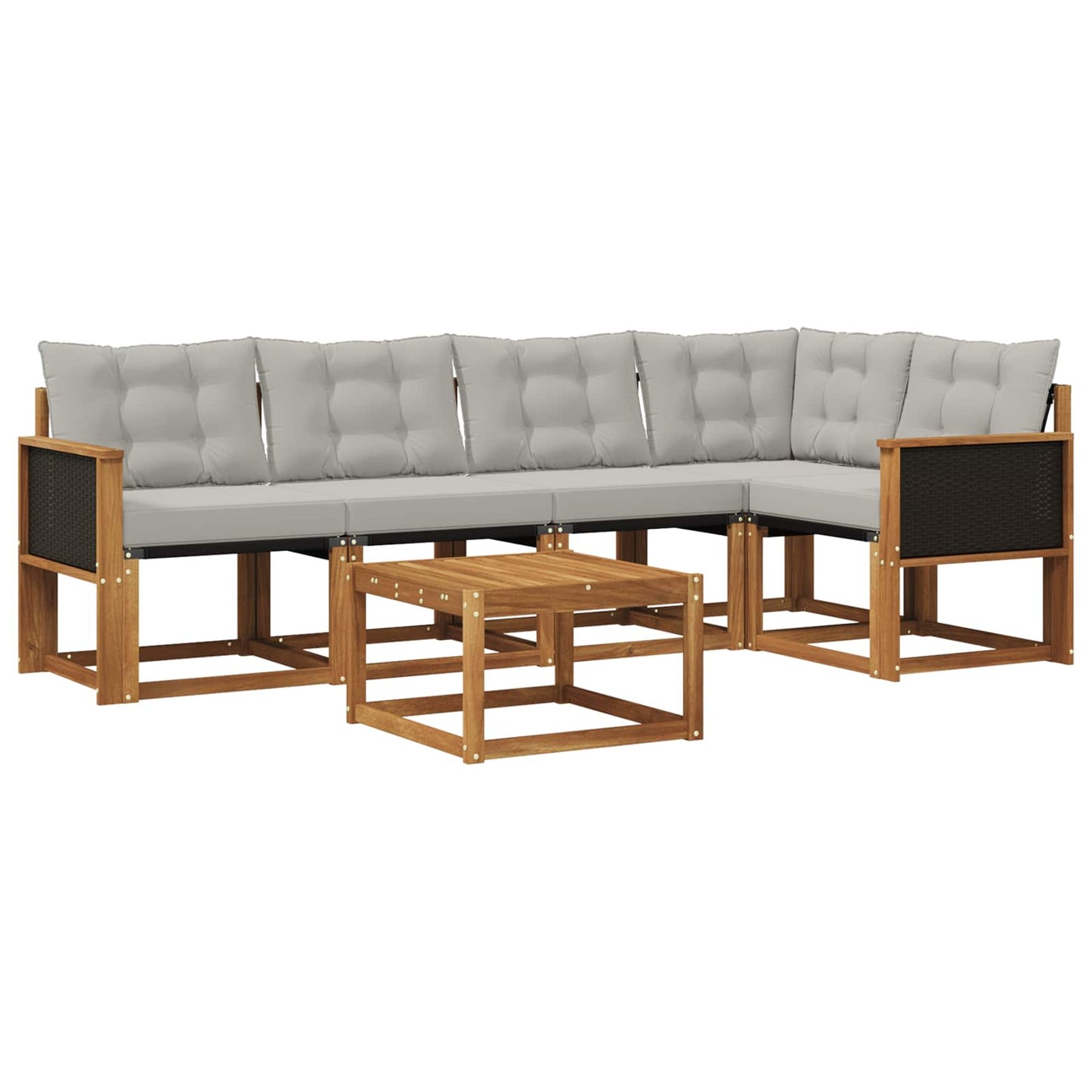 Set di divani da esterno 6 pcs Naturale e Grigio Chiaro | homemem39