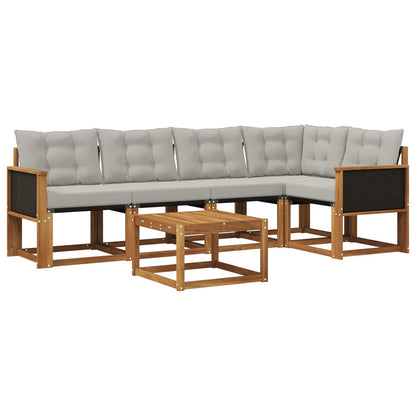 Set di divani da esterno 6 pcs Naturale e Grigio Chiaro | homemem39