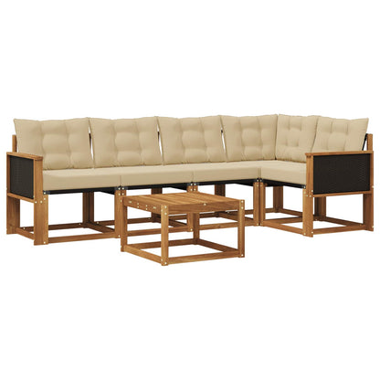 Set di divani da esterno con cuscino 6 pcs Naturale e Beige