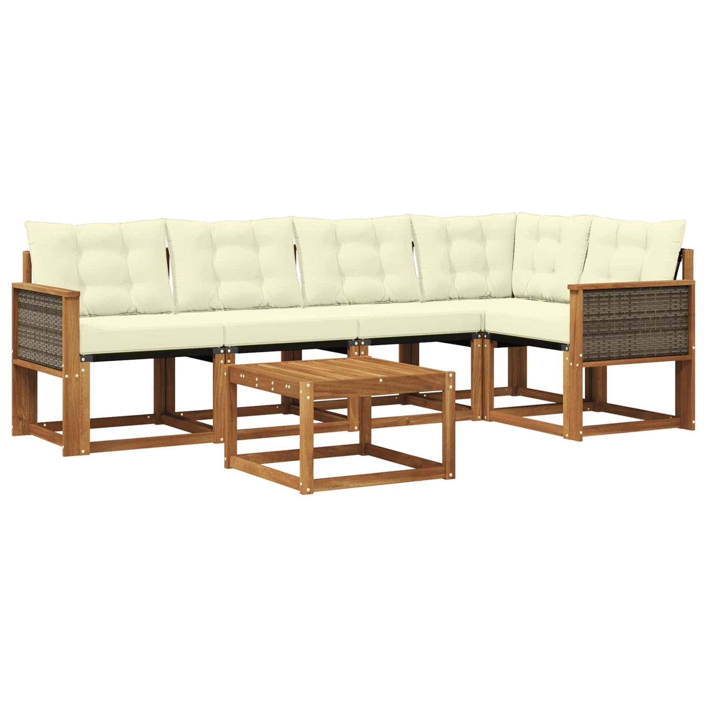 Set di divani da esterno con cuscino 6 pcs Naturale e Crema | homemem39
