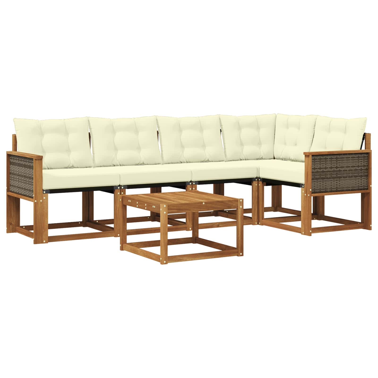 Set di divani da esterno con cuscino 6 pcs Naturale e Crema | homemem39