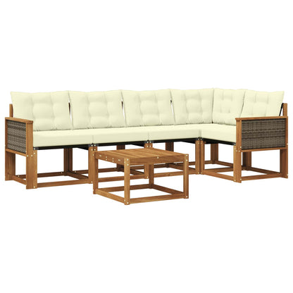 Set di divani da esterno con cuscino 6 pcs Naturale e Crema | homemem39