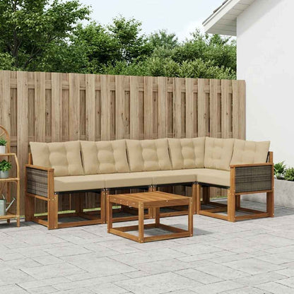 Set di divani da esterno con cuscino 6 pcs Naturale e Beige | homemem39