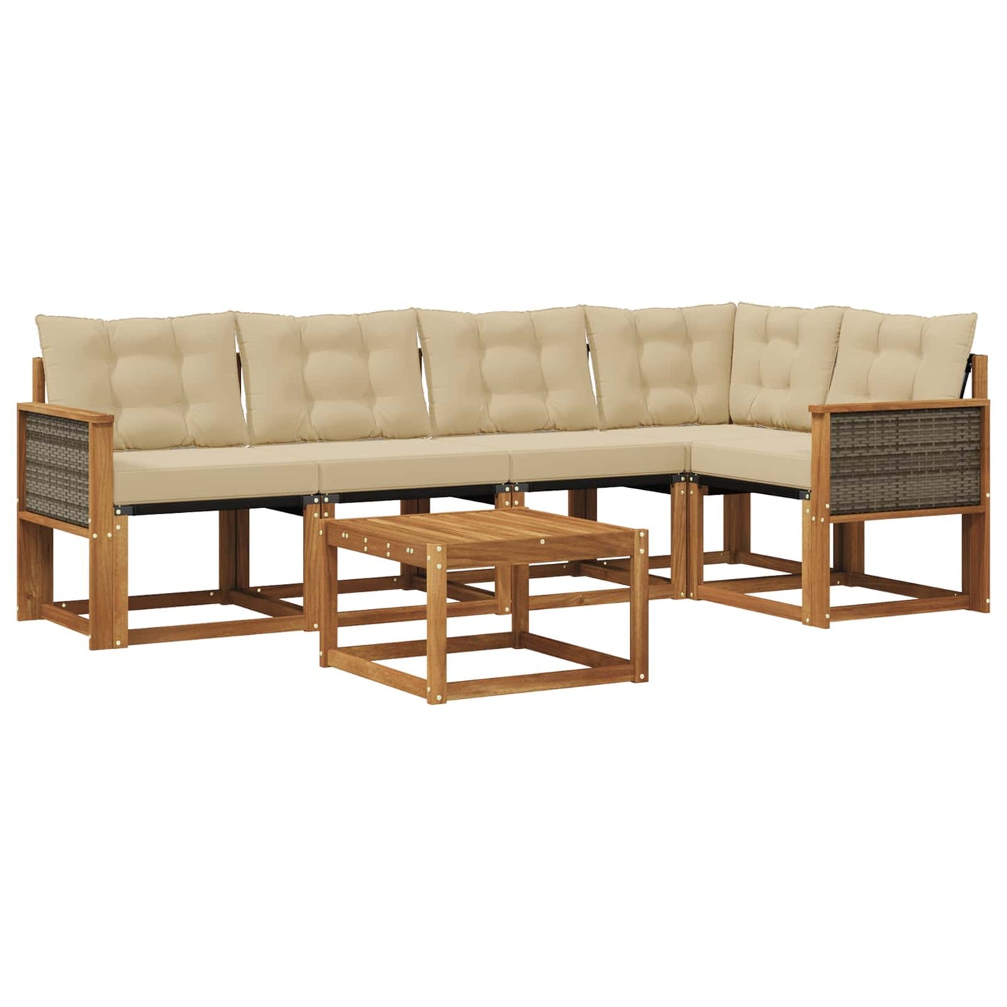 Set di divani da esterno con cuscino 6 pcs Naturale e Beige | homemem39