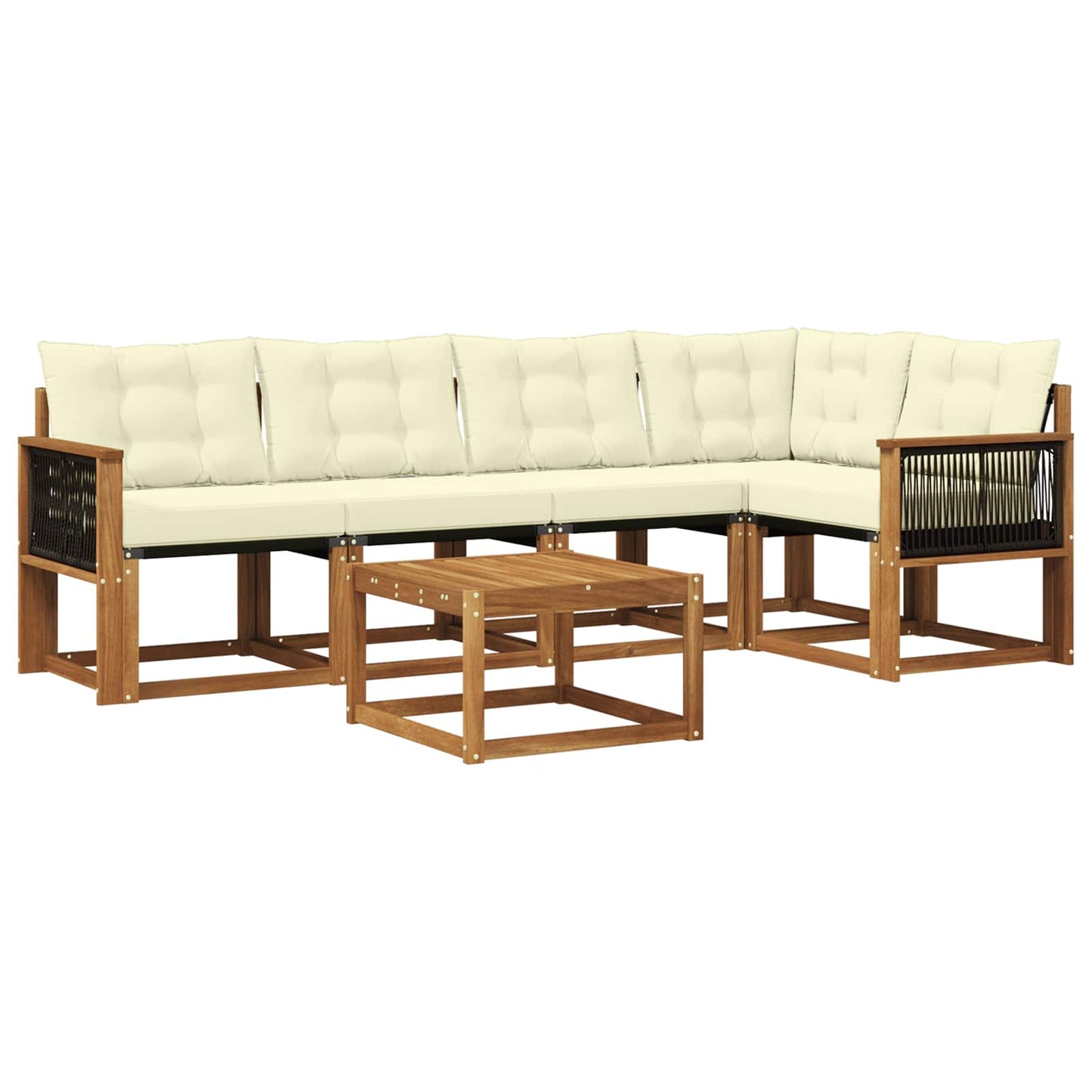 Set di divani da esterno con cuscino 6 pcs Naturale e Crema