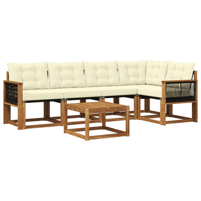 Set di divani da esterno con cuscino 6 pcs Naturale e Crema