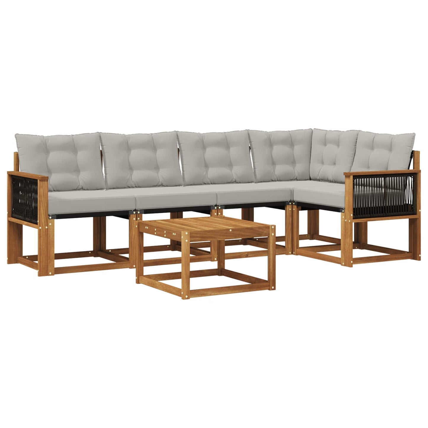 Set di divani da esterno 6 pcs Naturale e Grigio Chiaro