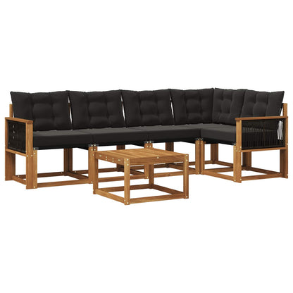 Set di divani da esterno 6 pz Naturale e Nero