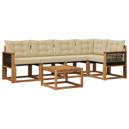 Set di divani da esterno con cuscino 6 pcs Naturale e Beige