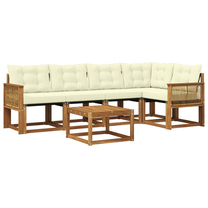 Set di divani da esterno con cuscino 6 pcs Naturale e Crema