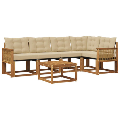 Set di divani da esterno 6 pz Naturale e Beige
