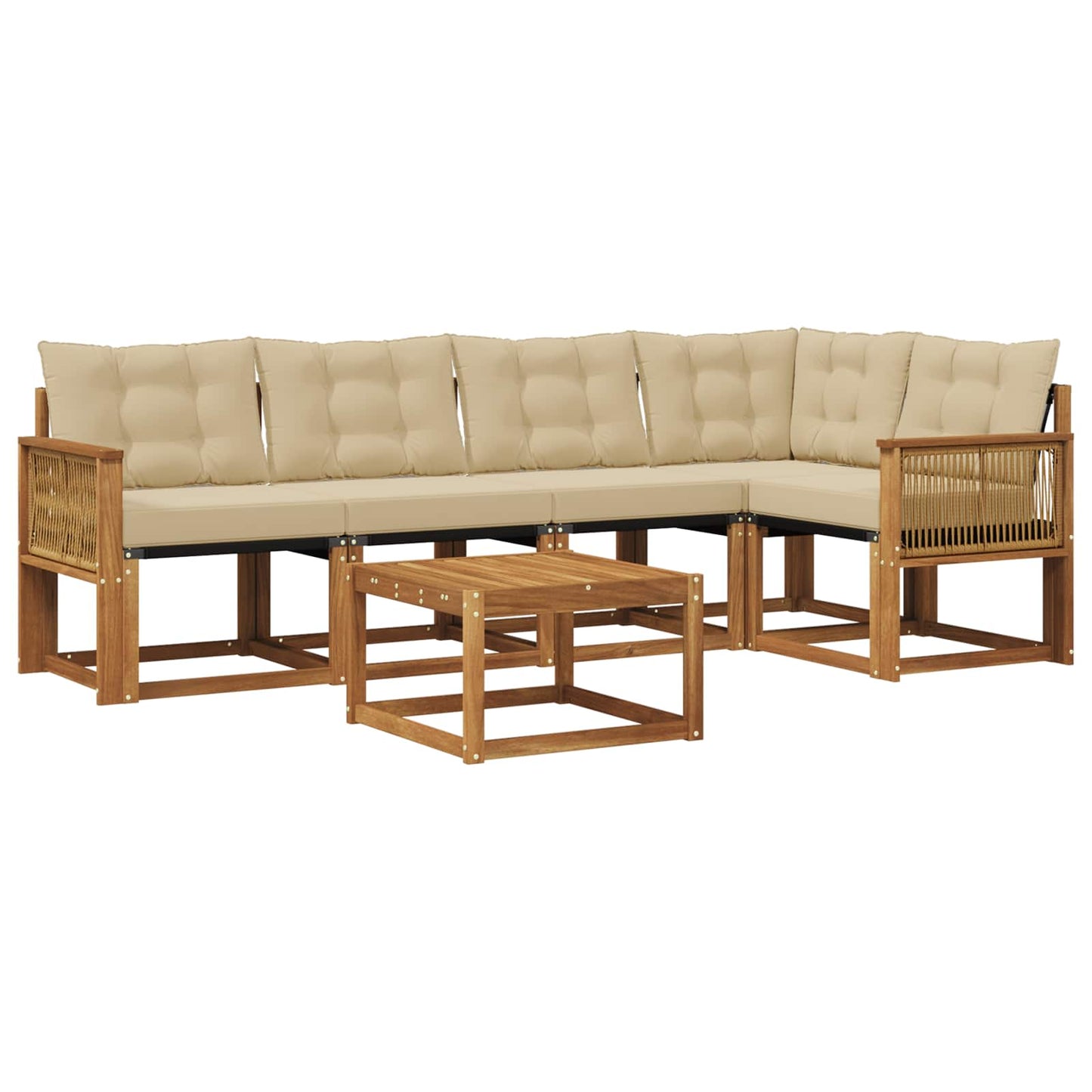 Set di divani da esterno con cuscino 6 pcs Naturale e Beige