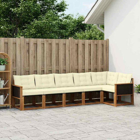 Set di divani da esterno con cuscino 6 pcs Naturale e Crema