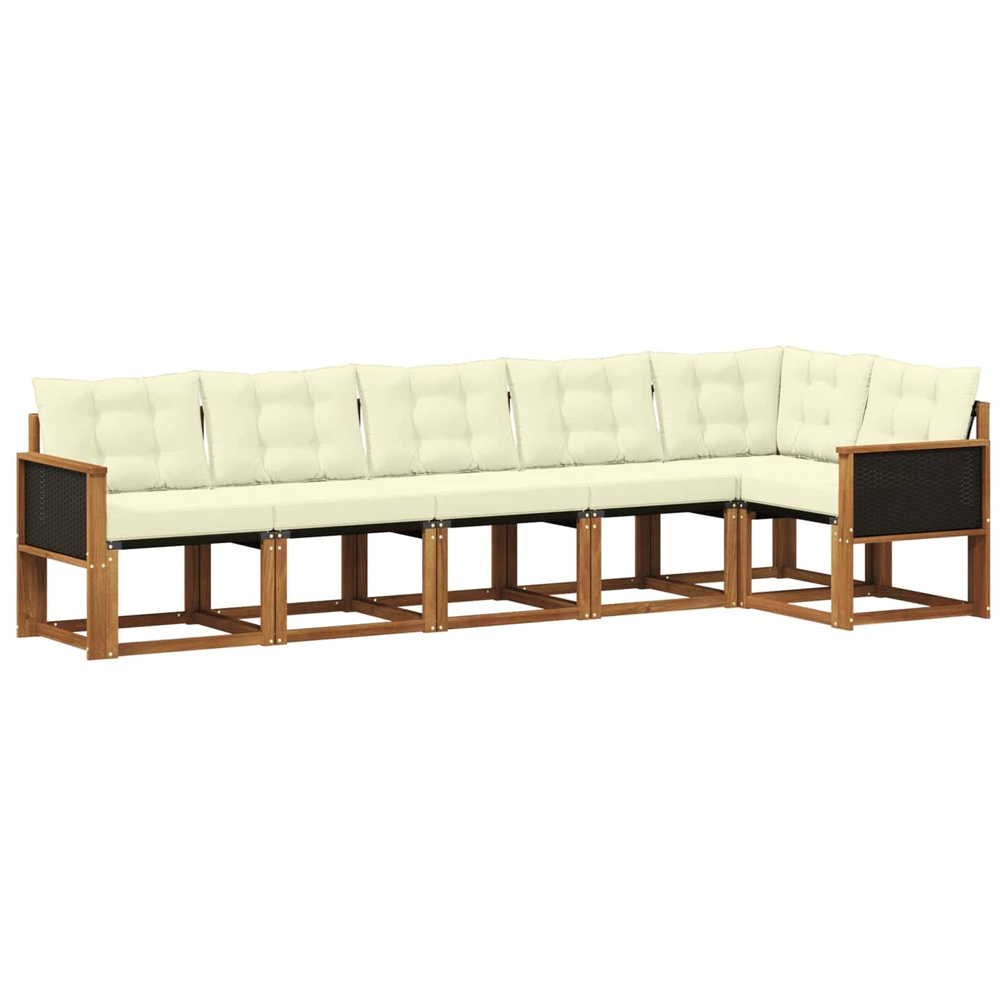 Set di divani da esterno con cuscino 6 pcs Naturale e Crema