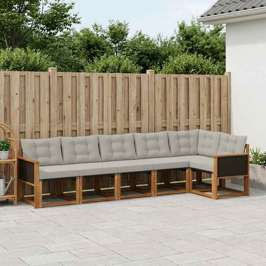 Set di divani da esterno 6 pcs Naturale e Grigio Chiaro
