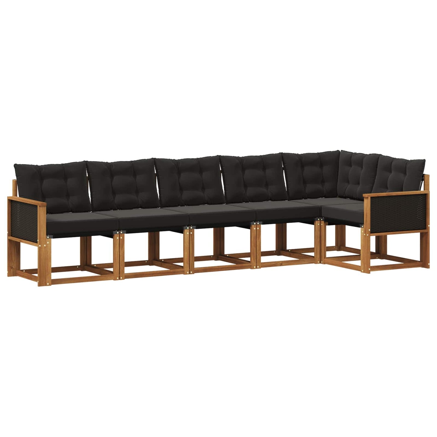 Set di divani da esterno 6 pz Naturale e Nero