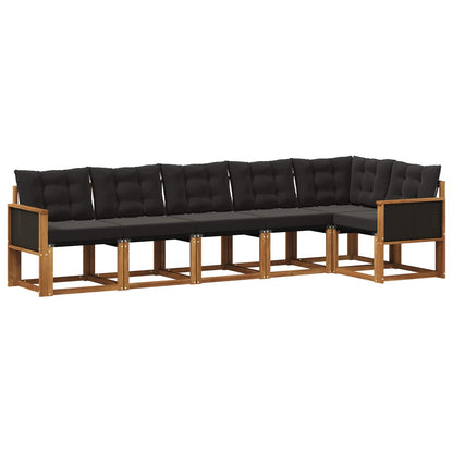 Set di divani da esterno con cuscino 6 pcs Naturale e Nero