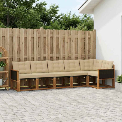 Set di divani da esterno con cuscino 6 pcs Naturale e Beige