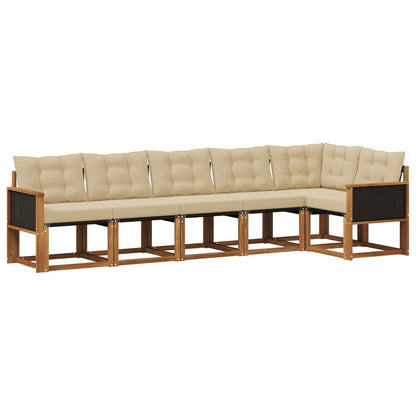 Set di divani da esterno con cuscino 6 pcs Naturale e Beige