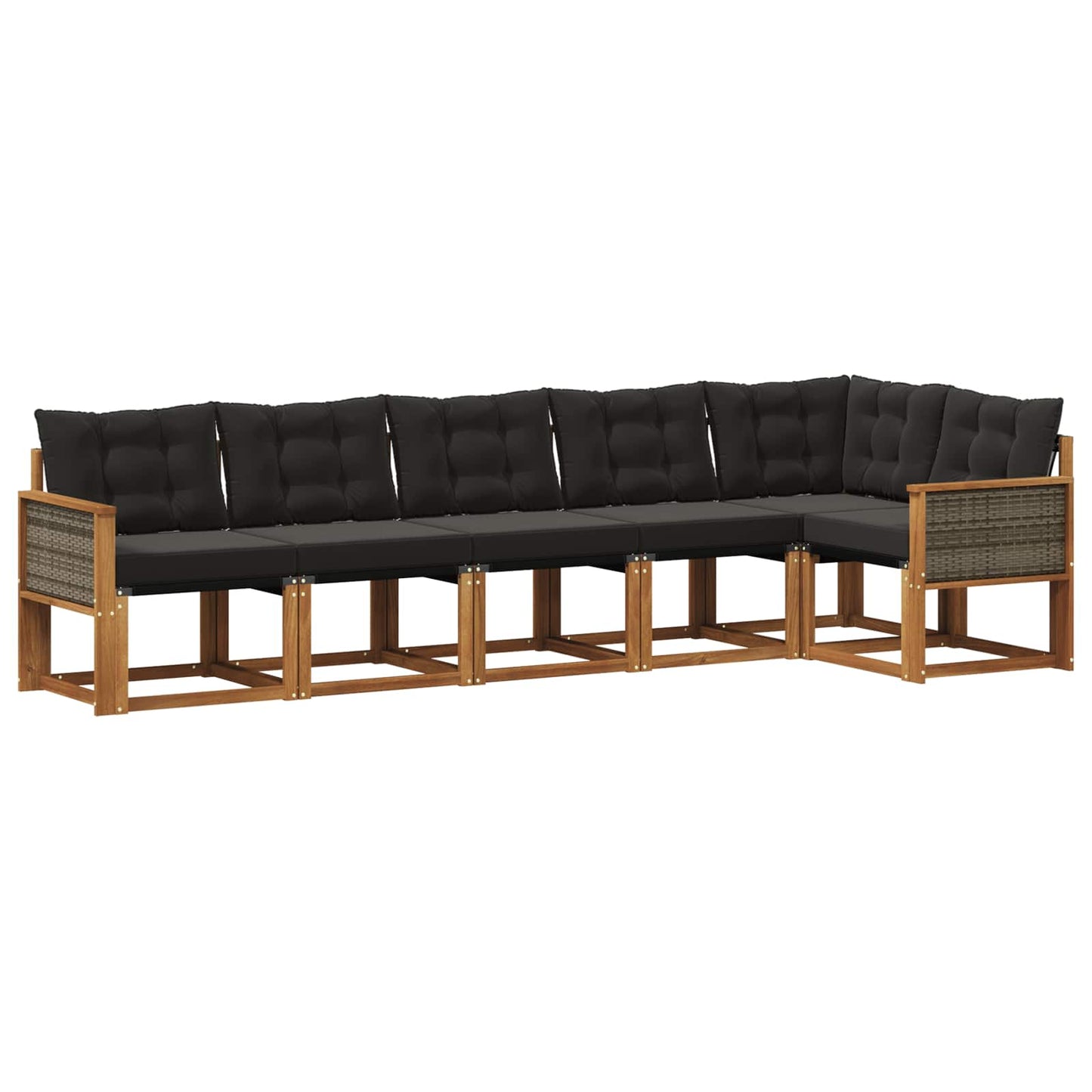 Set di divani da esterno 6 pz Naturale e Nero