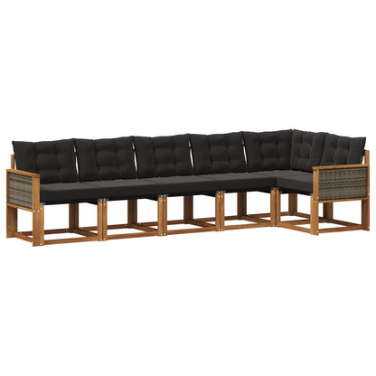 Set di divani da esterno 6 pz Naturale e Nero