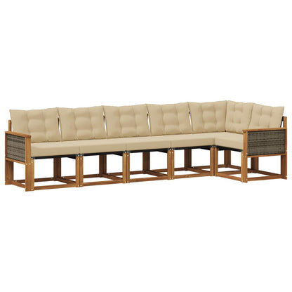 Set di divani da esterno con cuscino 6 pcs Naturale e Beige