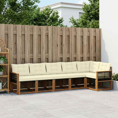 Set di divani da esterno con cuscino 6 pcs Naturale e Crema