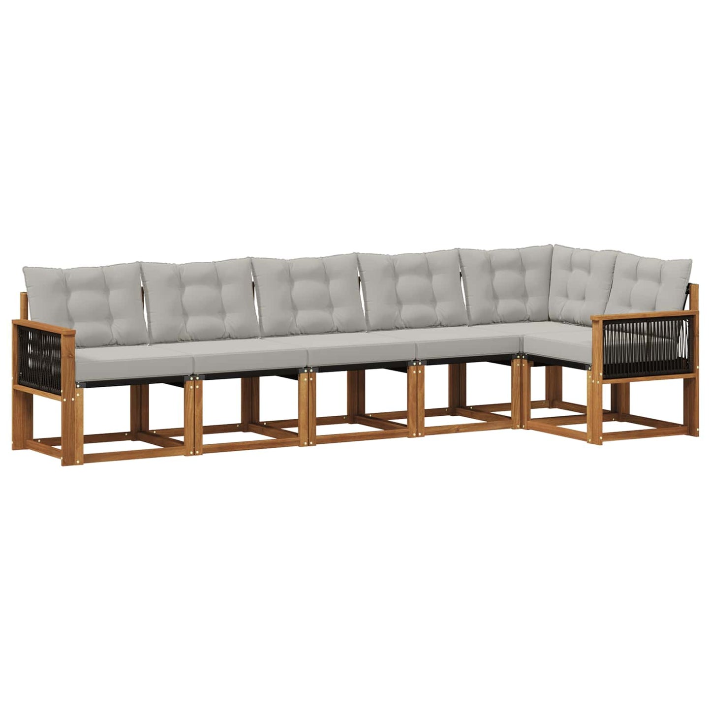 Set di divani da esterno 6 pz Naturale e Grigio Chiaro