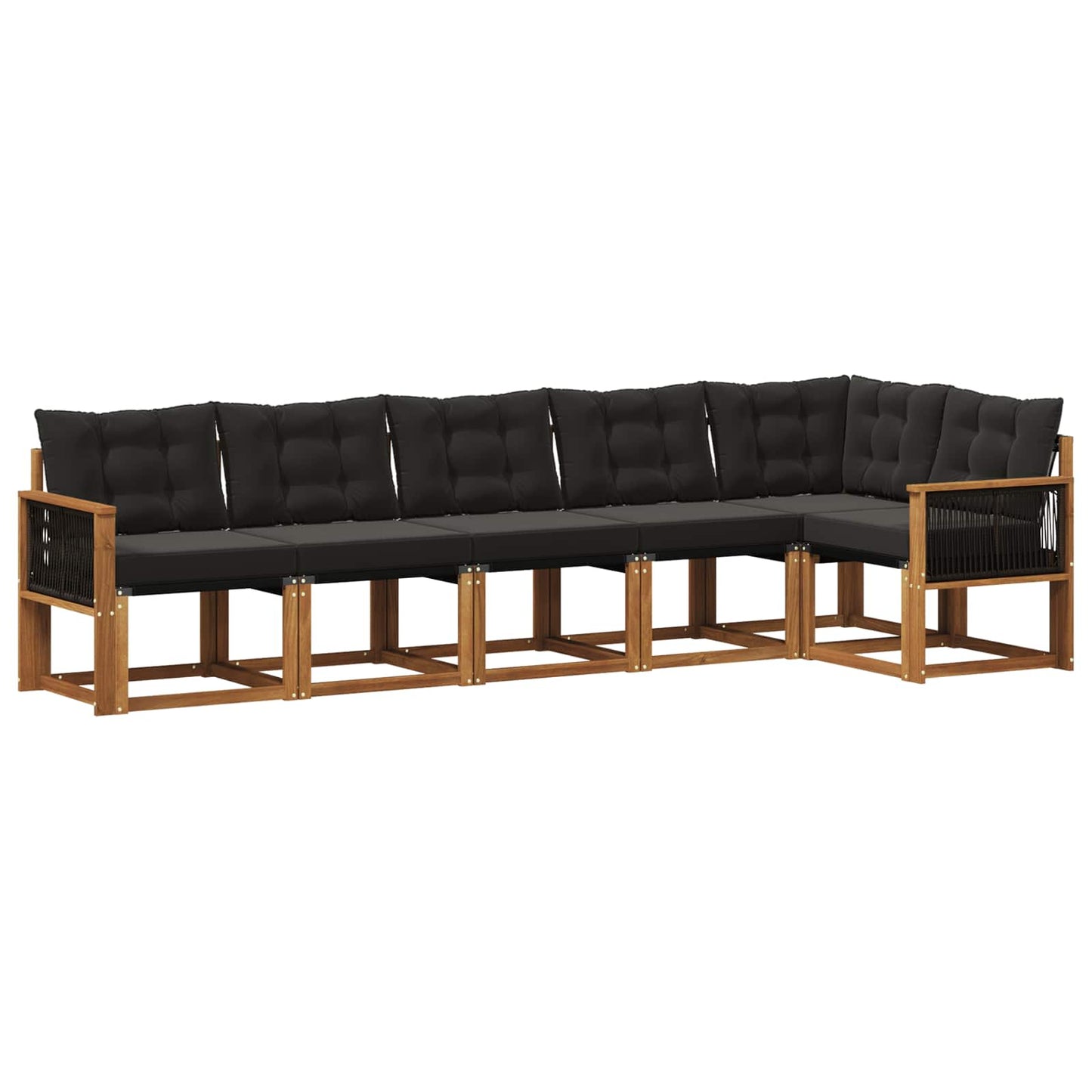 Set di divani da esterno 6 pz Naturale e Nero