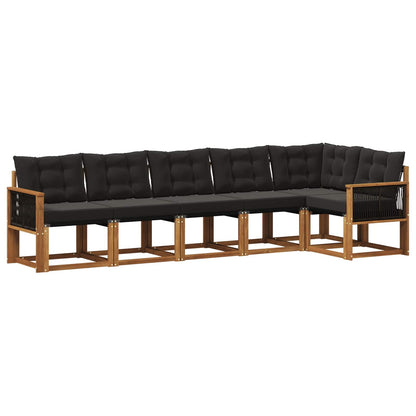 Set di divani da esterno con cuscino 6 pcs Naturale e Nero