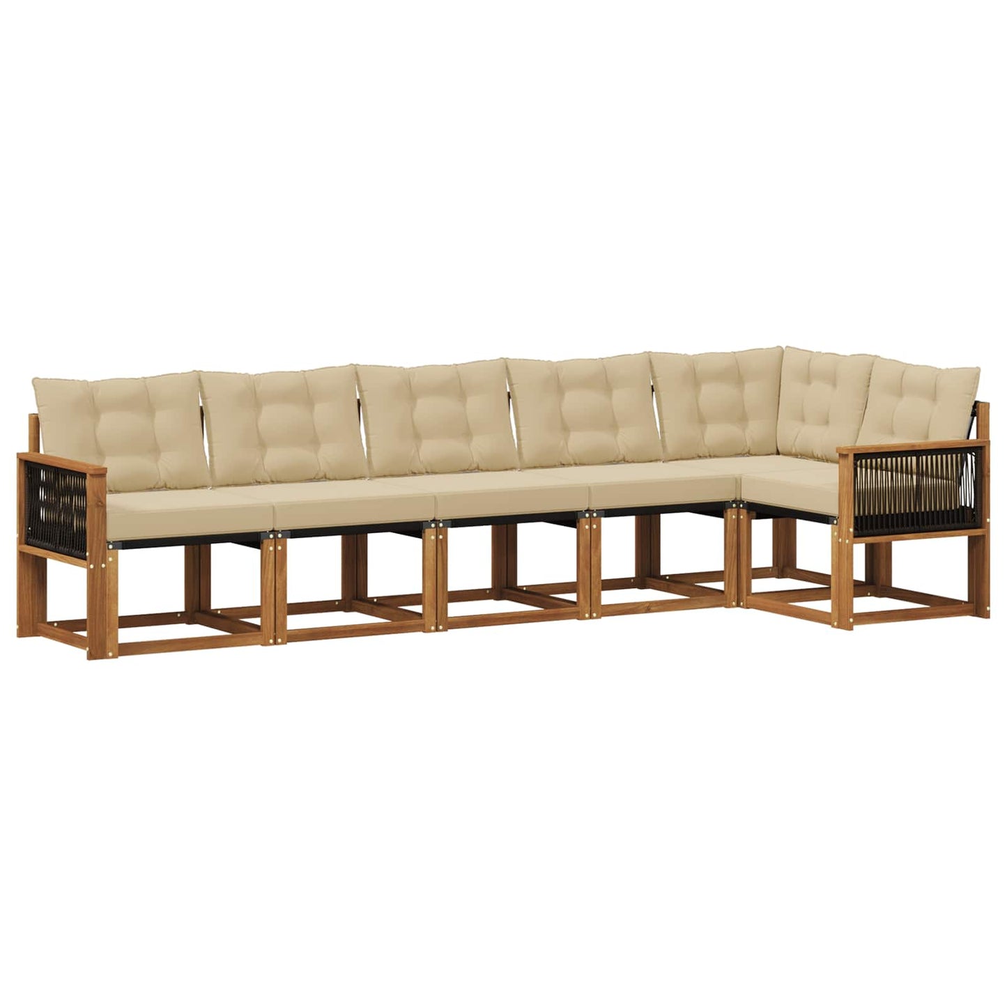 Set di divani da esterno 6 pz Naturale e Beige