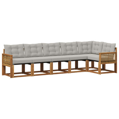 Set di divani da esterno 6 pz Naturale e Grigio Chiaro