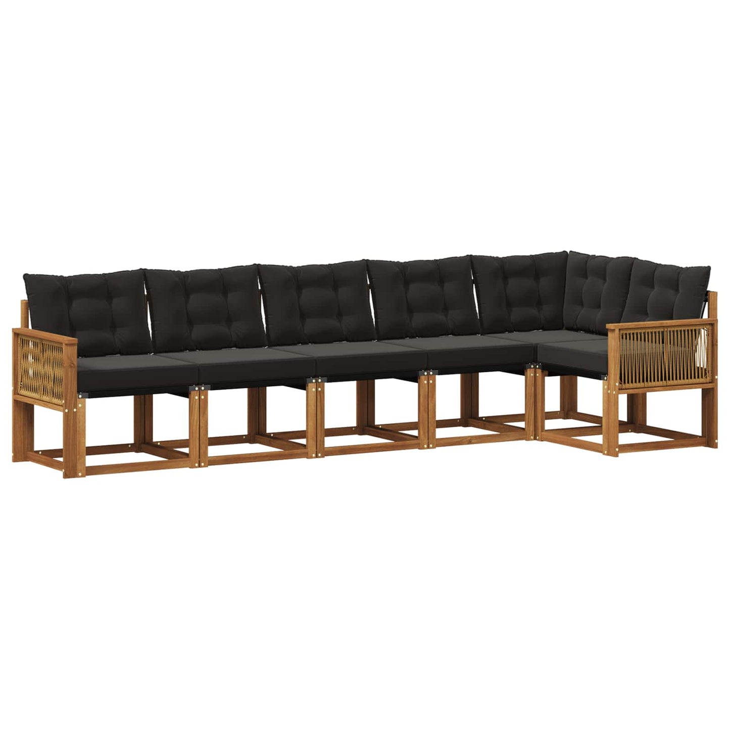 Set di divani da esterno 6 pz Naturale e Nero
