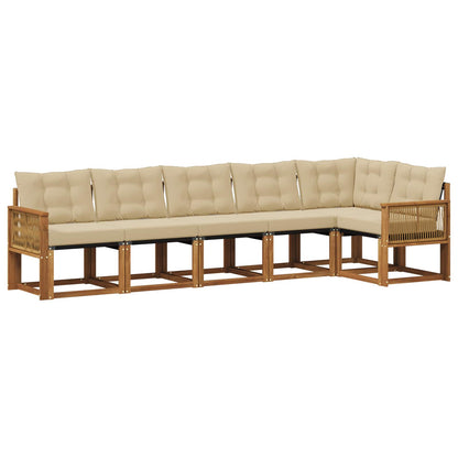 Set di divani da esterno 6 pz Naturale e Beige