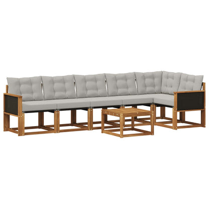 Set di divani da esterno 7 pz Naturale e Grigio Chiaro