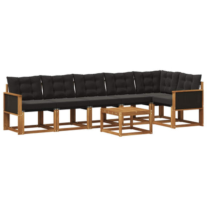 Set di divani da esterno con cuscino 7 pcs Naturale e Nero