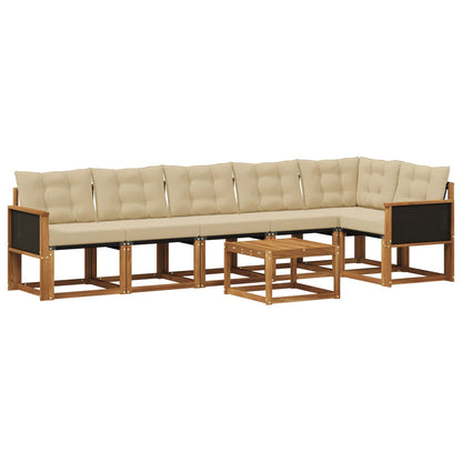 Set di divani da esterno 7 pz Naturale e Beige