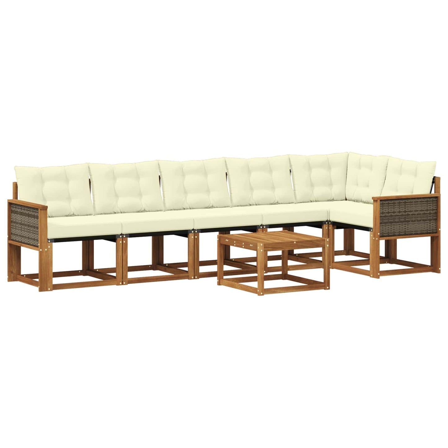 Set di divani da esterno con cuscino 7 pcs Naturale e Crema