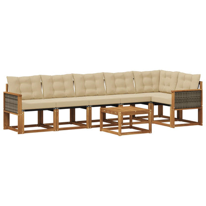 Set di divani da esterno con cuscino 7 pcs Naturale e Beige