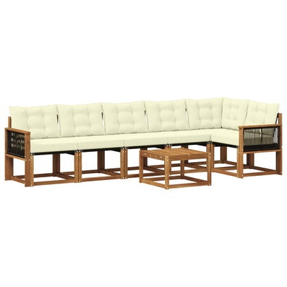 Set di divani da esterno con cuscino 7 pcs Naturale e Crema