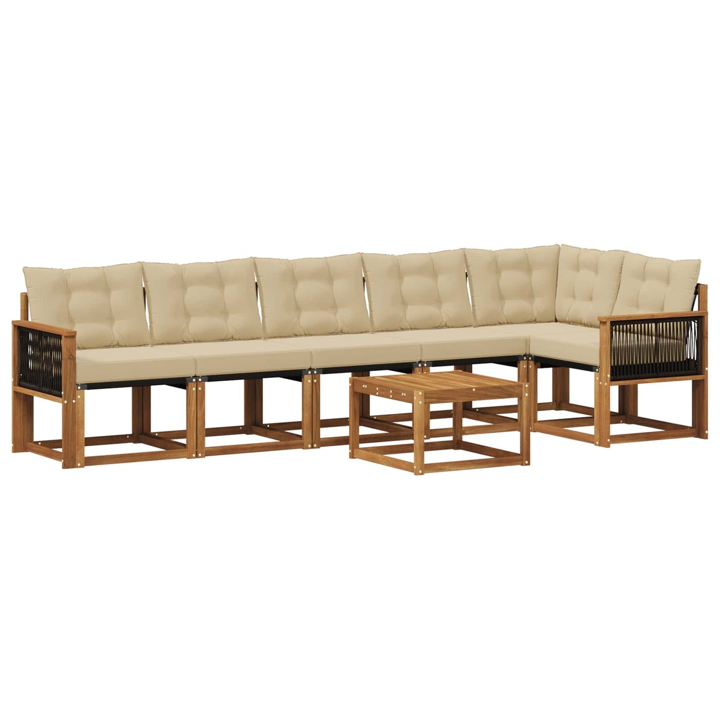 Set di divani da esterno con cuscino 7 pcs Naturale e Beige