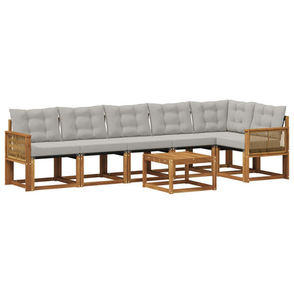 Set di divani da esterno 7 pz Naturale e Grigio Chiaro