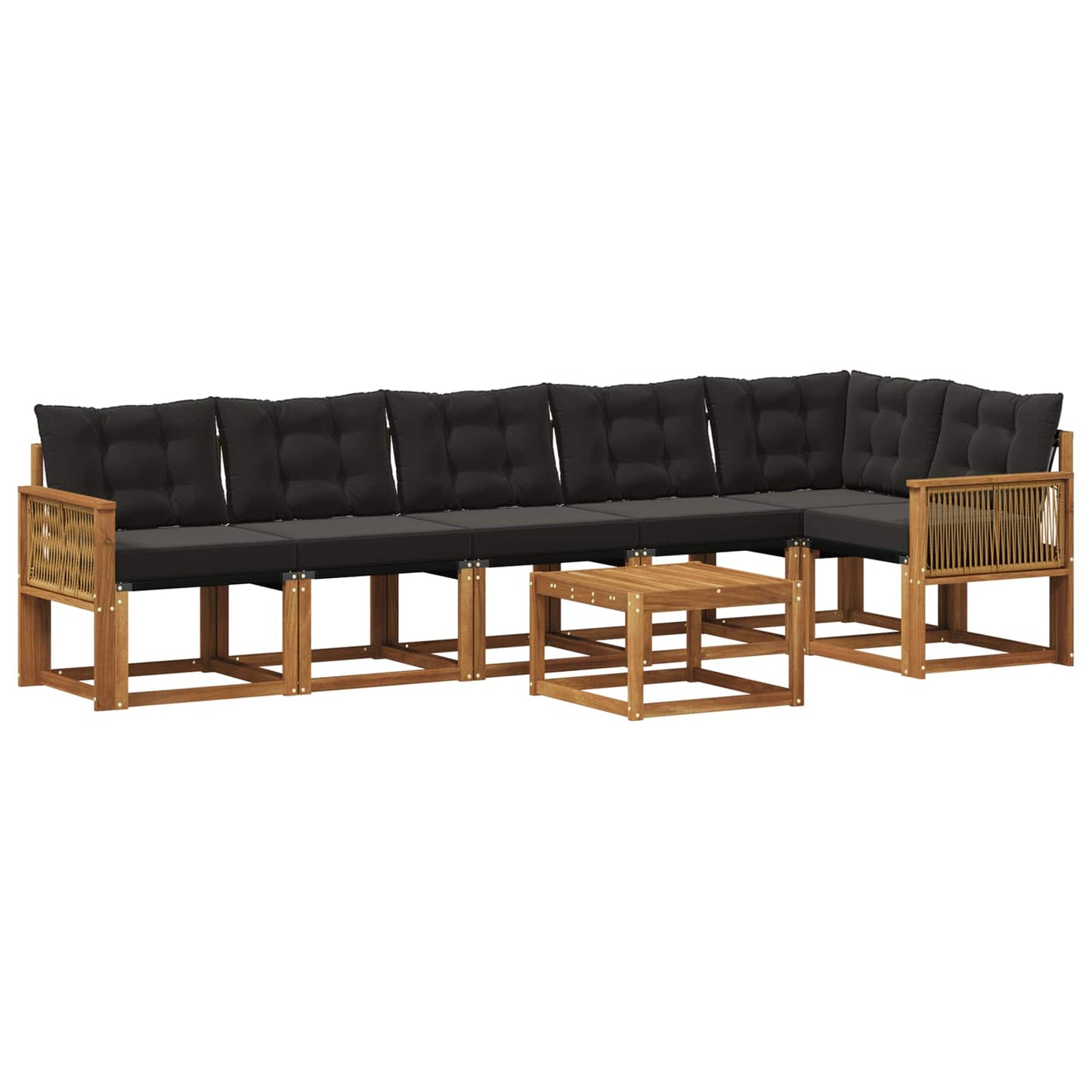 Set di divani da esterno 7 pz Naturale e Nero