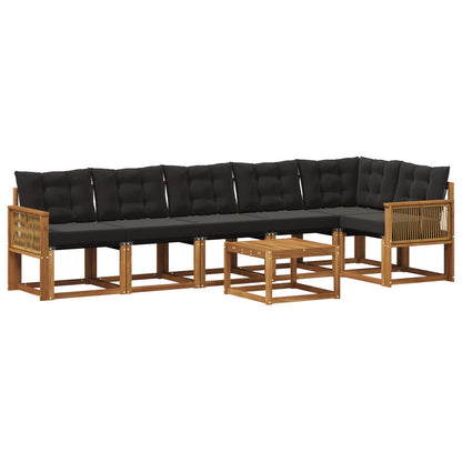 Set di divani da esterno 7 pz Naturale e Nero