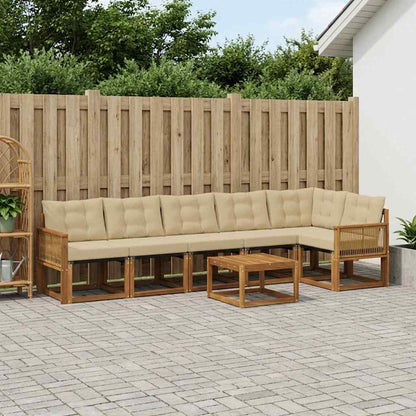 Set di divani da esterno con cuscino 7 pcs Naturale e Beige