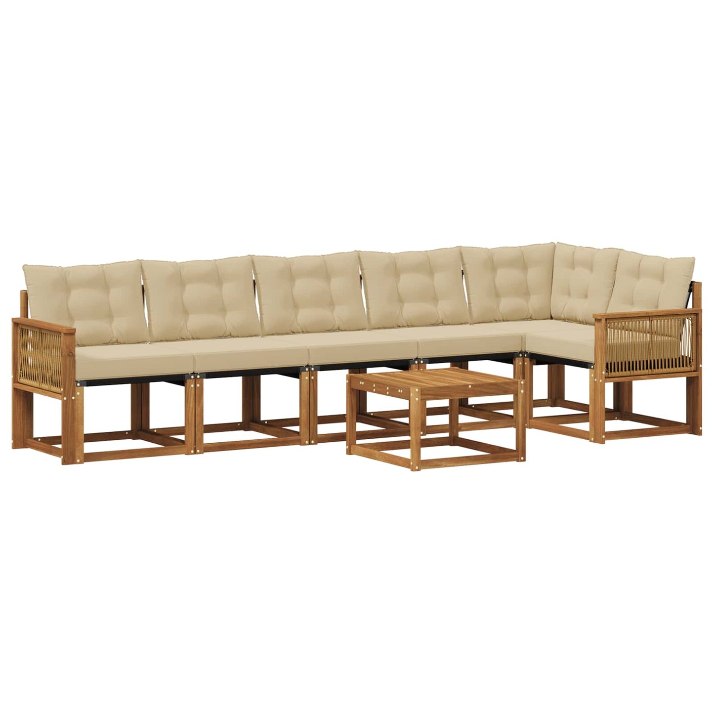 Set di divani da esterno 7 pz Naturale e Beige