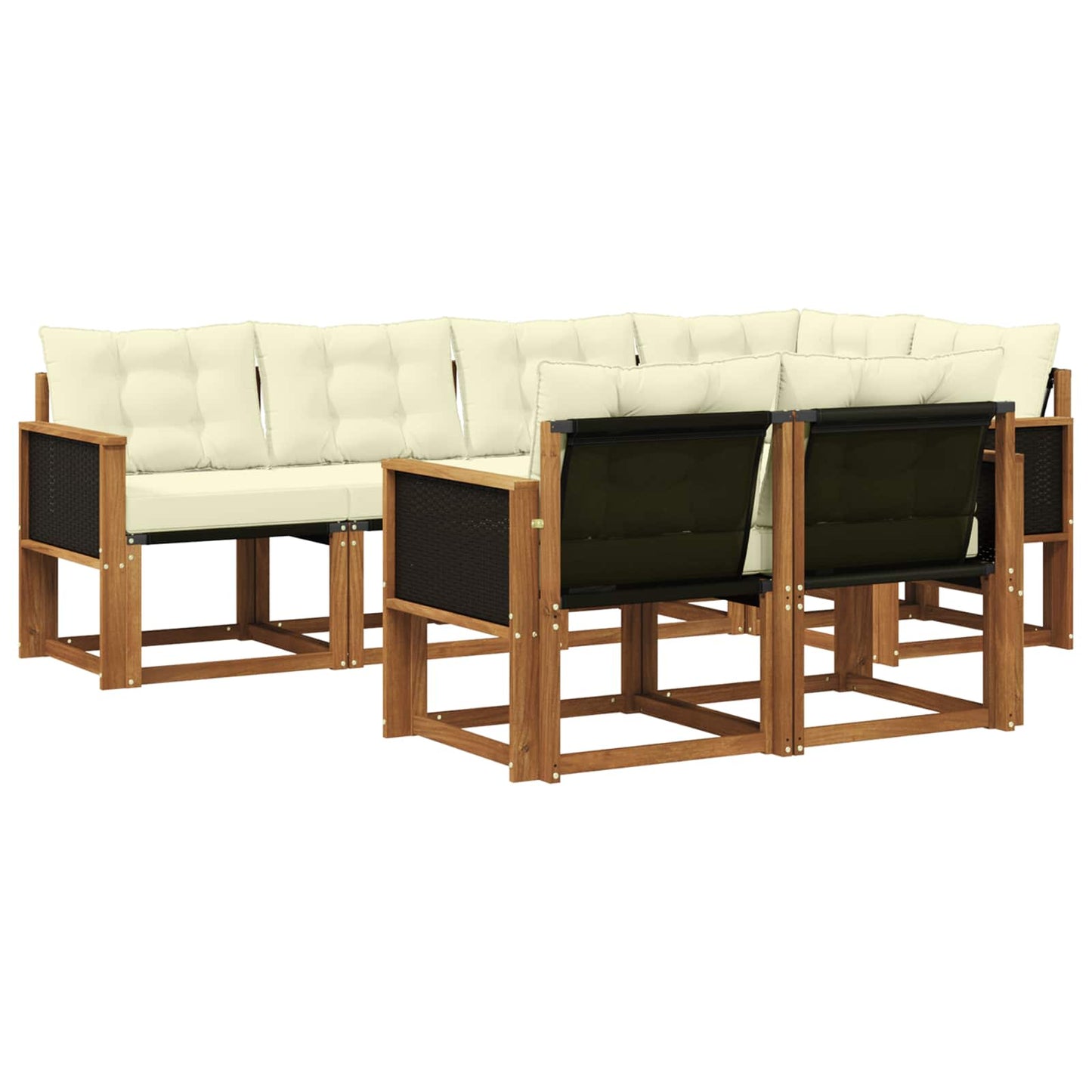 Set di divani da esterno con cuscino 7 pcs Naturale e Crema